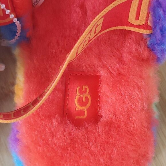 NEW Fluff Yeah Slide Cali Collage Slipper Big Kid 5/ Women's 7 Multi Slingback - Picture 5 of 12